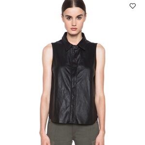Rag & bone women’s small lamb leather tent tank black button front sleeveless